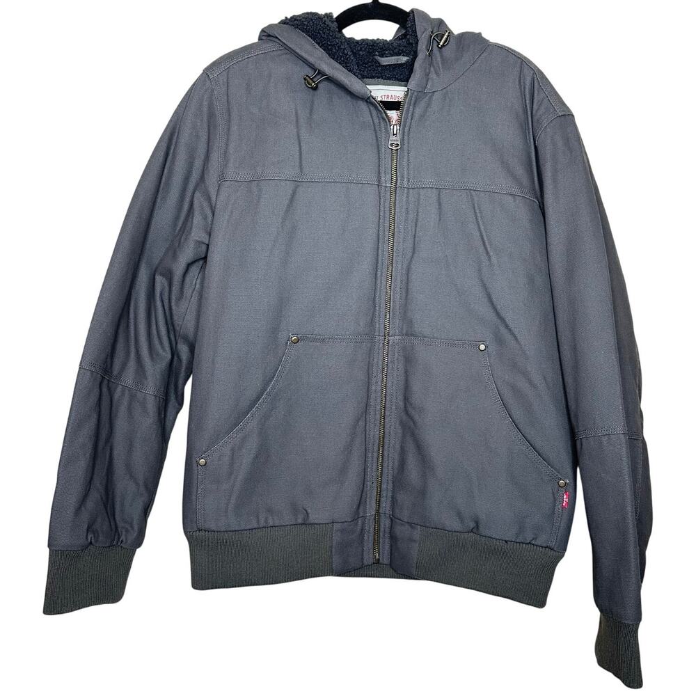 Levi’s Sherpa Lined Hooded Canvas Jacket Workwear Zip Up Mens Medium NWT $180